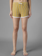 Kotty Women Yellow & White Striped Night Suit