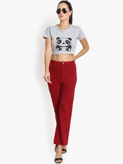 Kotty Women Maroon Flared High-Rise Clean Look Stretchable Jeans