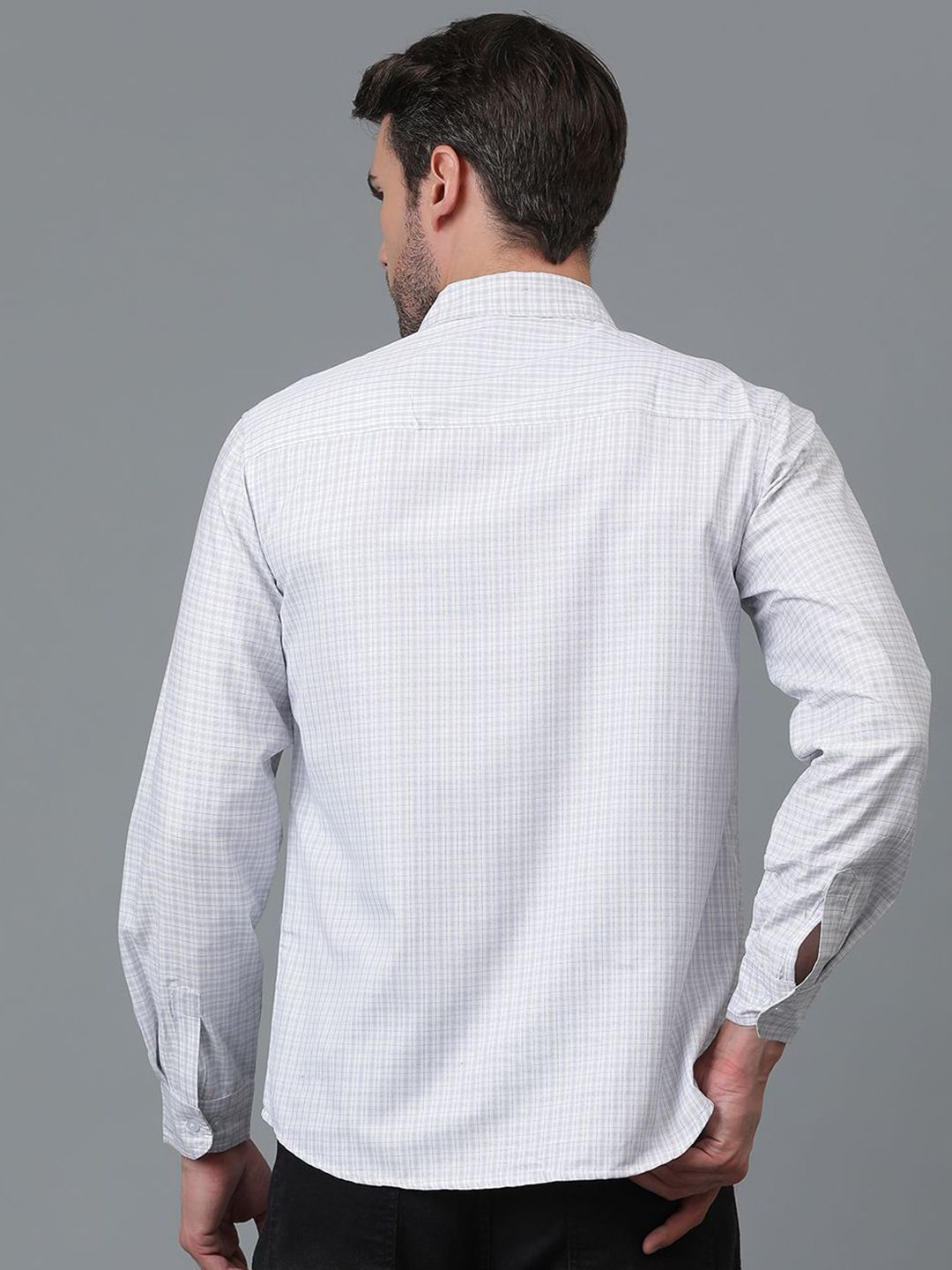 Kotty New White & Grey Gingham Checks Printed Casual Shirt