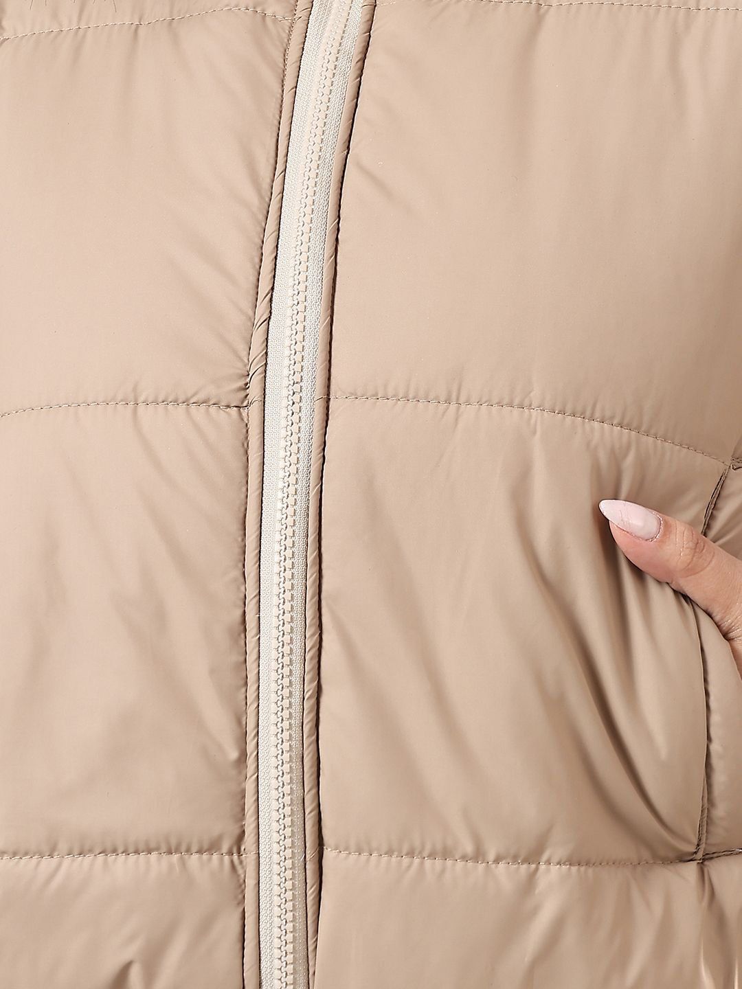 Kotty Women Mock Collar Solid Casual Puffer Insulator Jacket