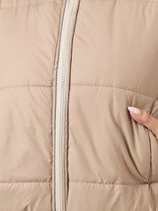 Kotty Women Mock Collar Solid Casual Puffer Insulator Jacket