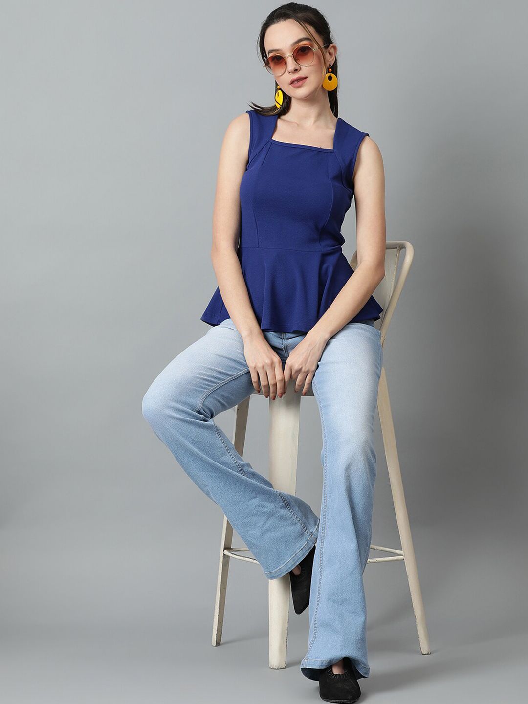 Kotty Square Neck Peplum Top