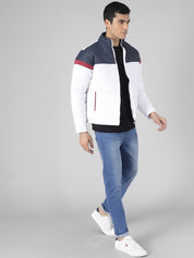 Kotty Men White Colourblocked Puffer Jacket