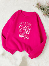 Kotty Typography Printed Fleece Pullover Sweatshirt