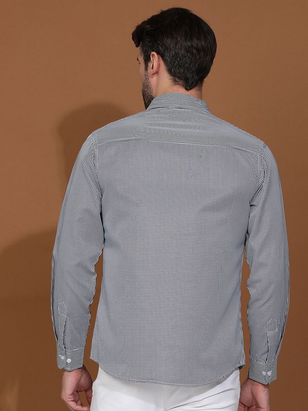 Kotty New Micro Checks Spread Collar Casual Shirt