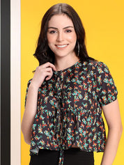 Kotty Women Abstract Printed Peplum Crop Top