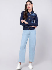 Kotty Women Washed Cotton Outdoor Denim Jacket 