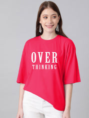Kotty Typography Printed Drop-Shoulder Sleeves Oversized T-shirt