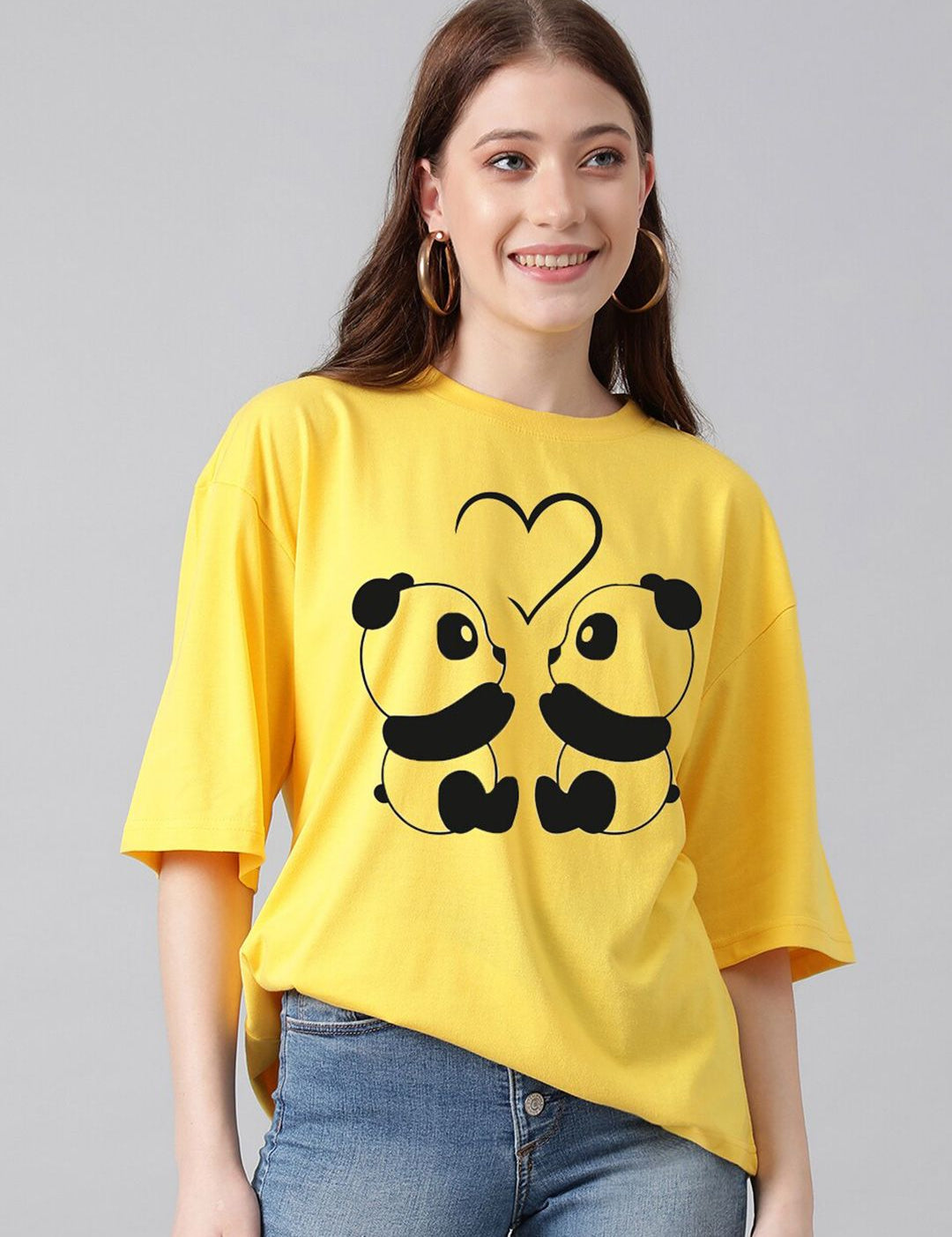 KOTTY Basics Graphic Printed Drop Shoulder Sleeves Oversized T-shirt