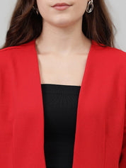 Kotty Red Collarless Long Sleeves Blazer With Trousers
