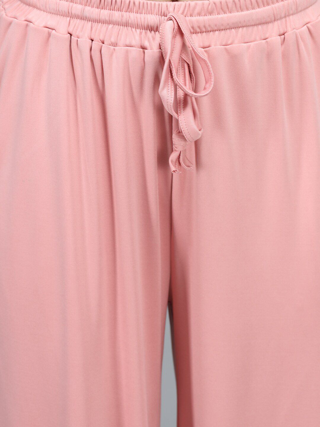 Kotty Women Pink Loose Fit Solid High-Rise Parallel Trousers