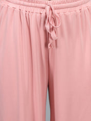 Kotty Women Pink Loose Fit Solid High-Rise Parallel Trousers