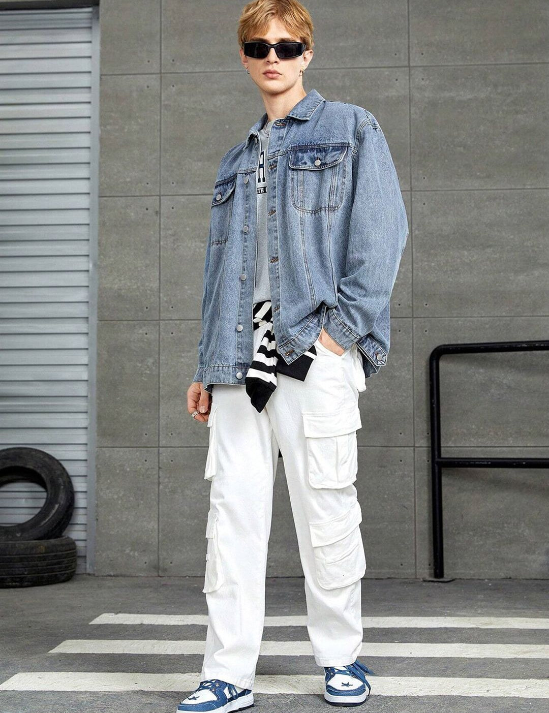 Kotty Spread Collar Washed Denim Jacket