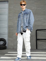 Kotty Spread Collar Washed Denim Jacket