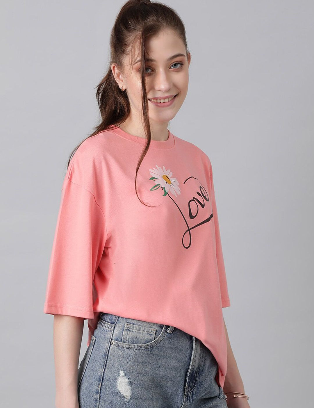 KOTTY Basics Typography Printed Oversized T-shirt