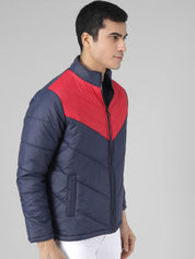 Kotty Men Blue & Red Colourblocked Puffer Jacket
