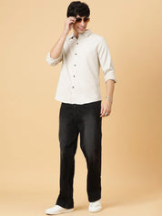 Kotty Men Relaxed Spread Collar Solid Casual Shirt