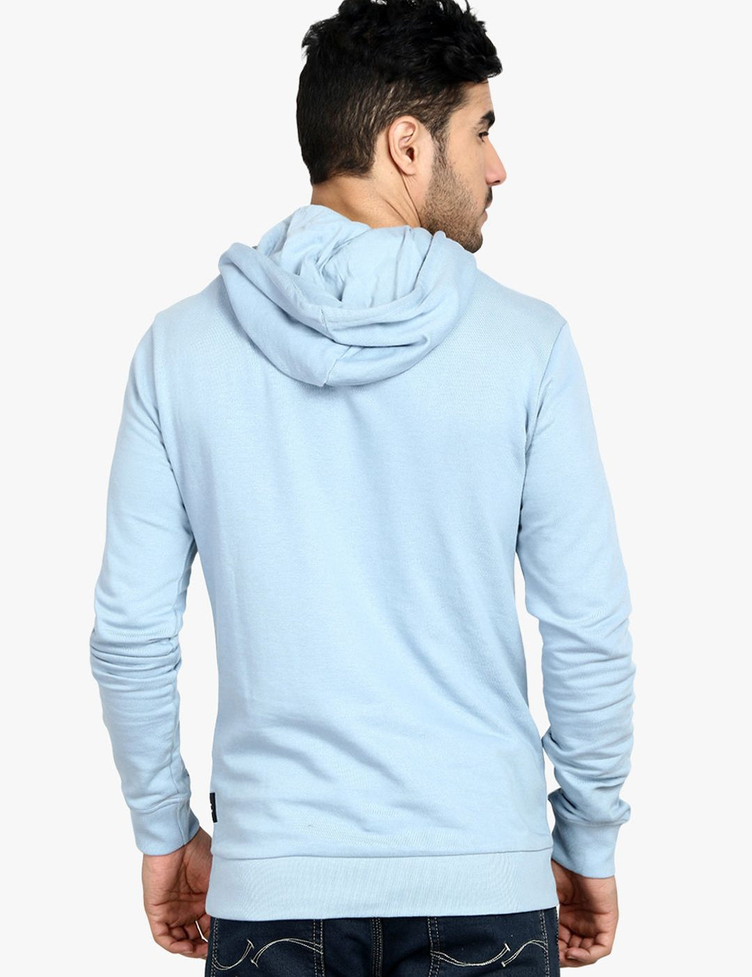 Kotty Men Blue Printed Hooded Sweatshirt