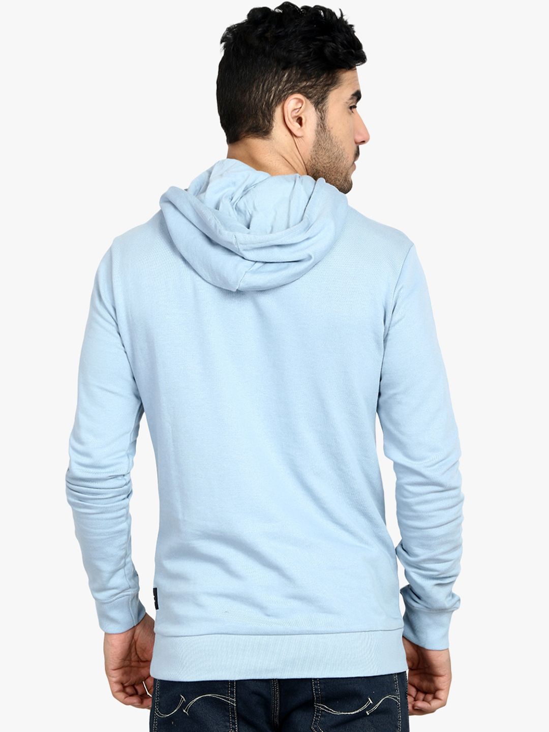 Kotty Men Blue Printed Hooded Sweatshirt