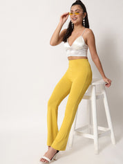 Kotty Women Yellow Relaxed Straight Leg High-Rise Easy Wash Trouser