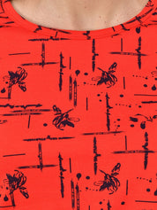 Kotty Women Red & Black Printed Night Suit