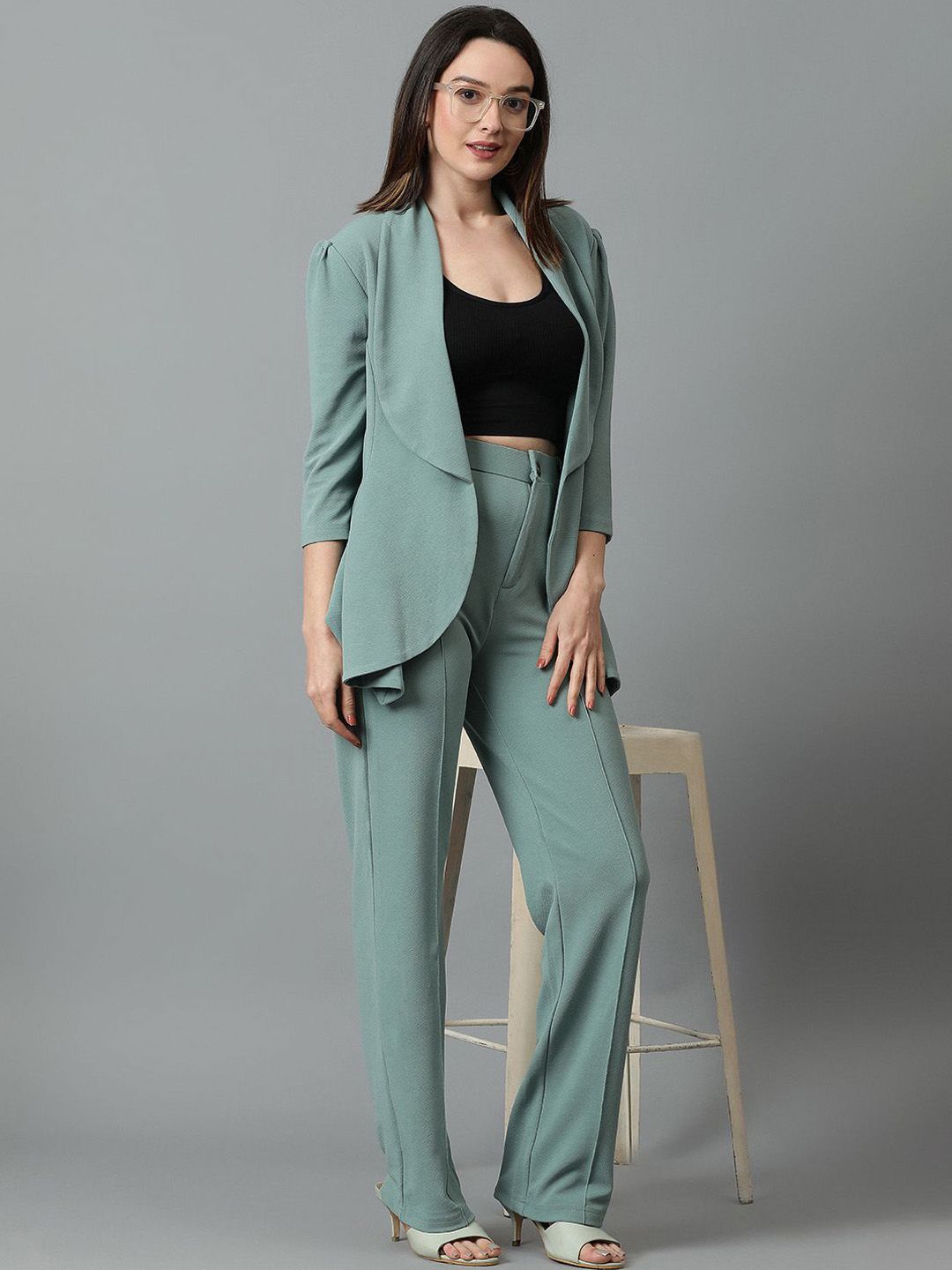 Kotty Green Shawl Neck Blazer & Trousers