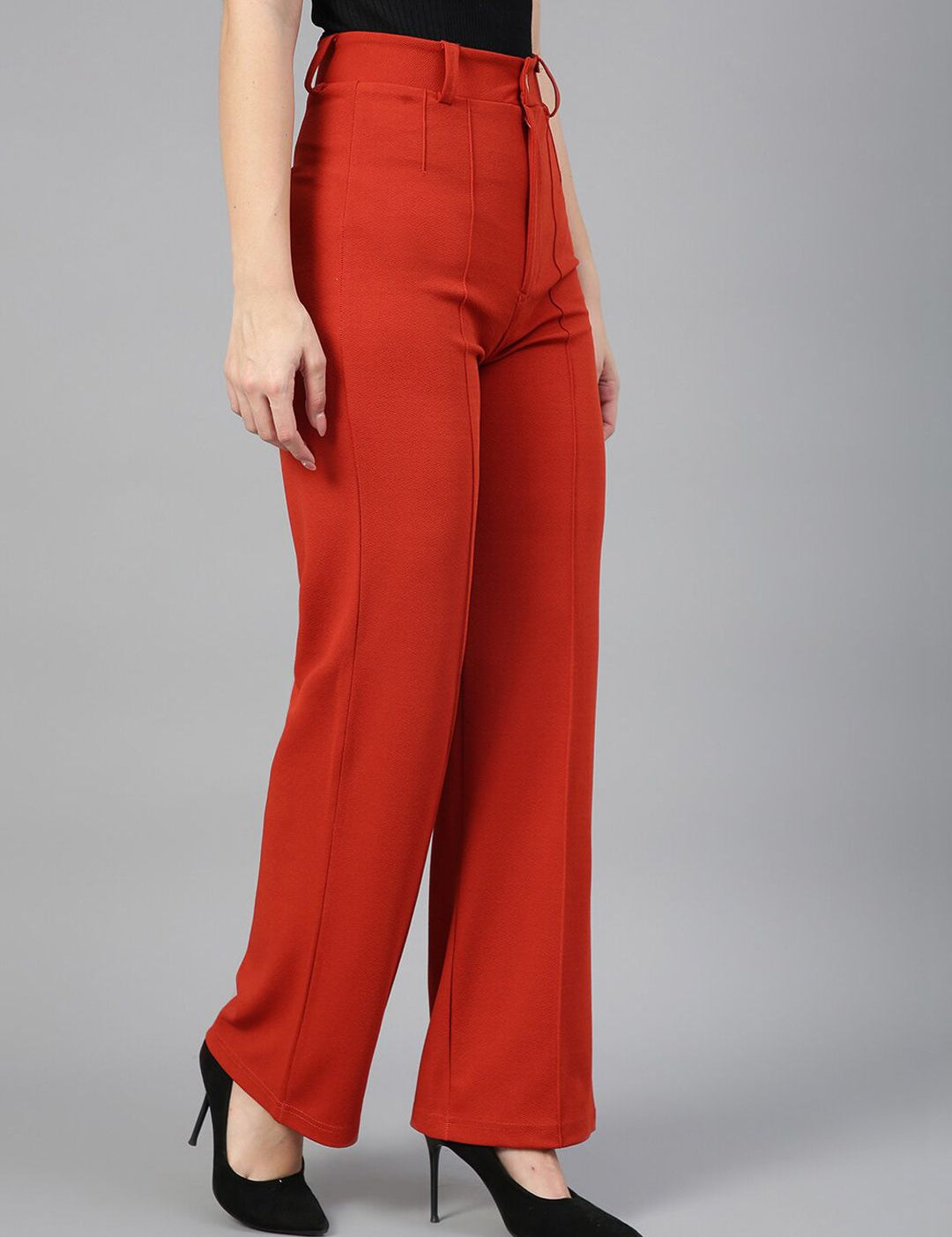 Kotty Women Relaxed Straight Fit High-Rise Easy Wash Trousers