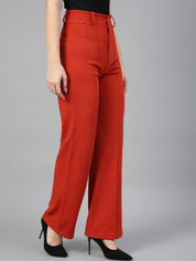 Kotty Women Relaxed Straight Fit High-Rise Easy Wash Trousers