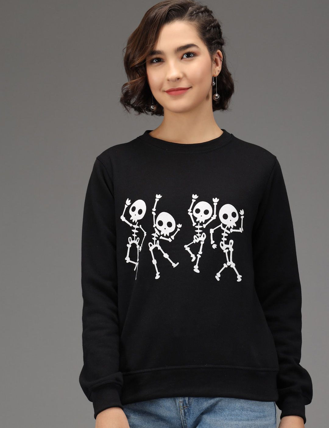 Kotty Women Black Printed Sweatshirt