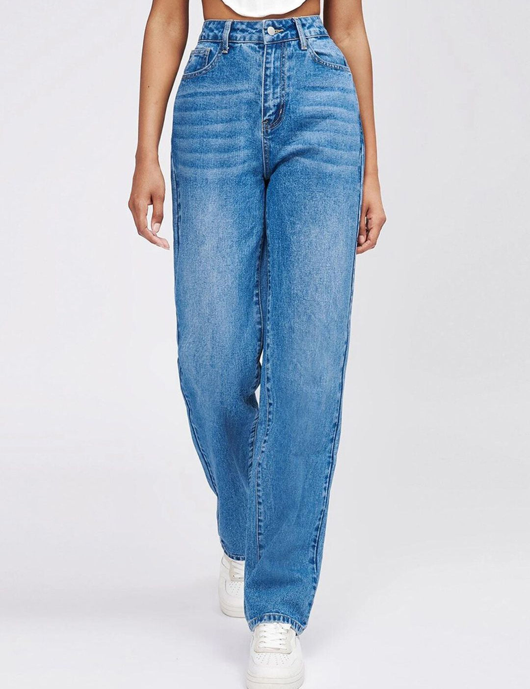 Kotty Women Jean Straight Fit Heavy Fade High-Rise Stretchable Jeans