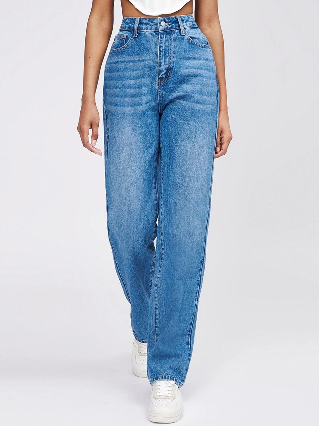 Kotty Women Jean Straight Fit Heavy Fade High-Rise Stretchable Jeans