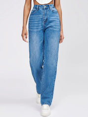 Kotty Women Jean Straight Fit Heavy Fade High-Rise Stretchable Jeans