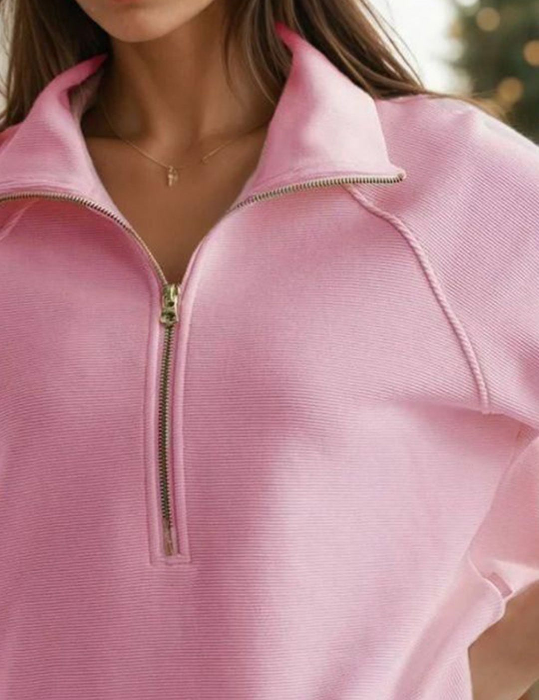 Kotty Women Mock Collar Half Zipper Pullover Sweatshirt