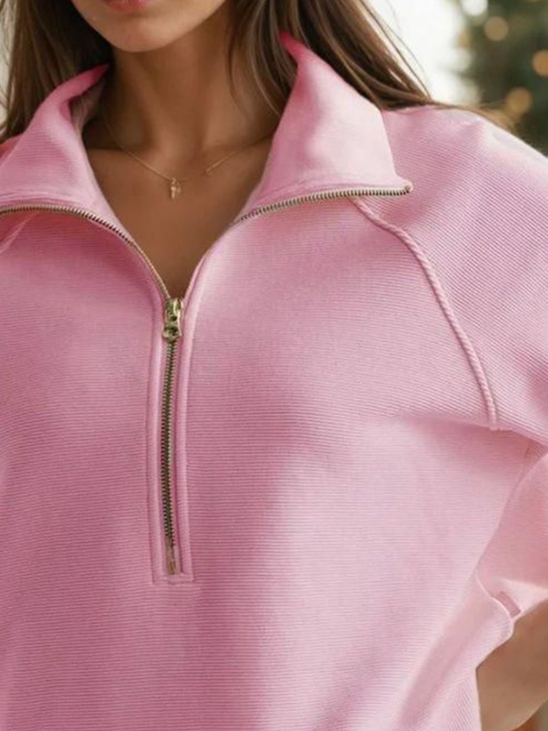 Kotty Women Mock Collar Half Zipper Pullover Sweatshirt