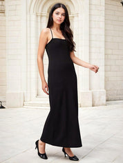 Kotty Women Solid Shoulder Straps Maxi Dress