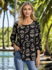 Kotty Women Printed Round Neck Crepe Top