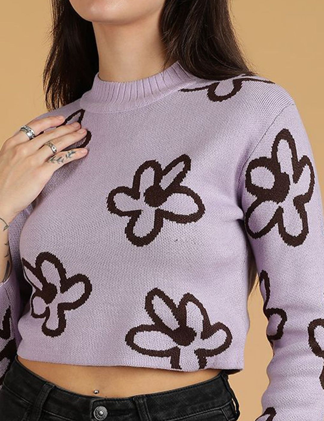 Kotty Women Floral Printed Crop Pullover