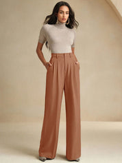 Kotty Women Wide Leg High-Rise Pleated Trousers