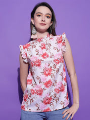 Kotty Women Floral Printed High Neck  Top