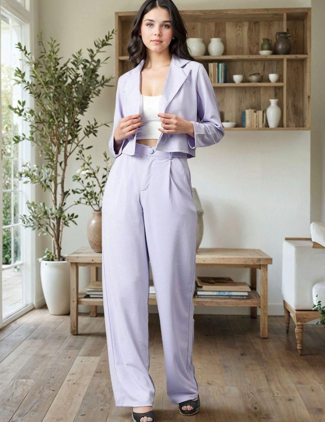 Kotty Lapel Collar Long Sleeves Coat With Trouser 