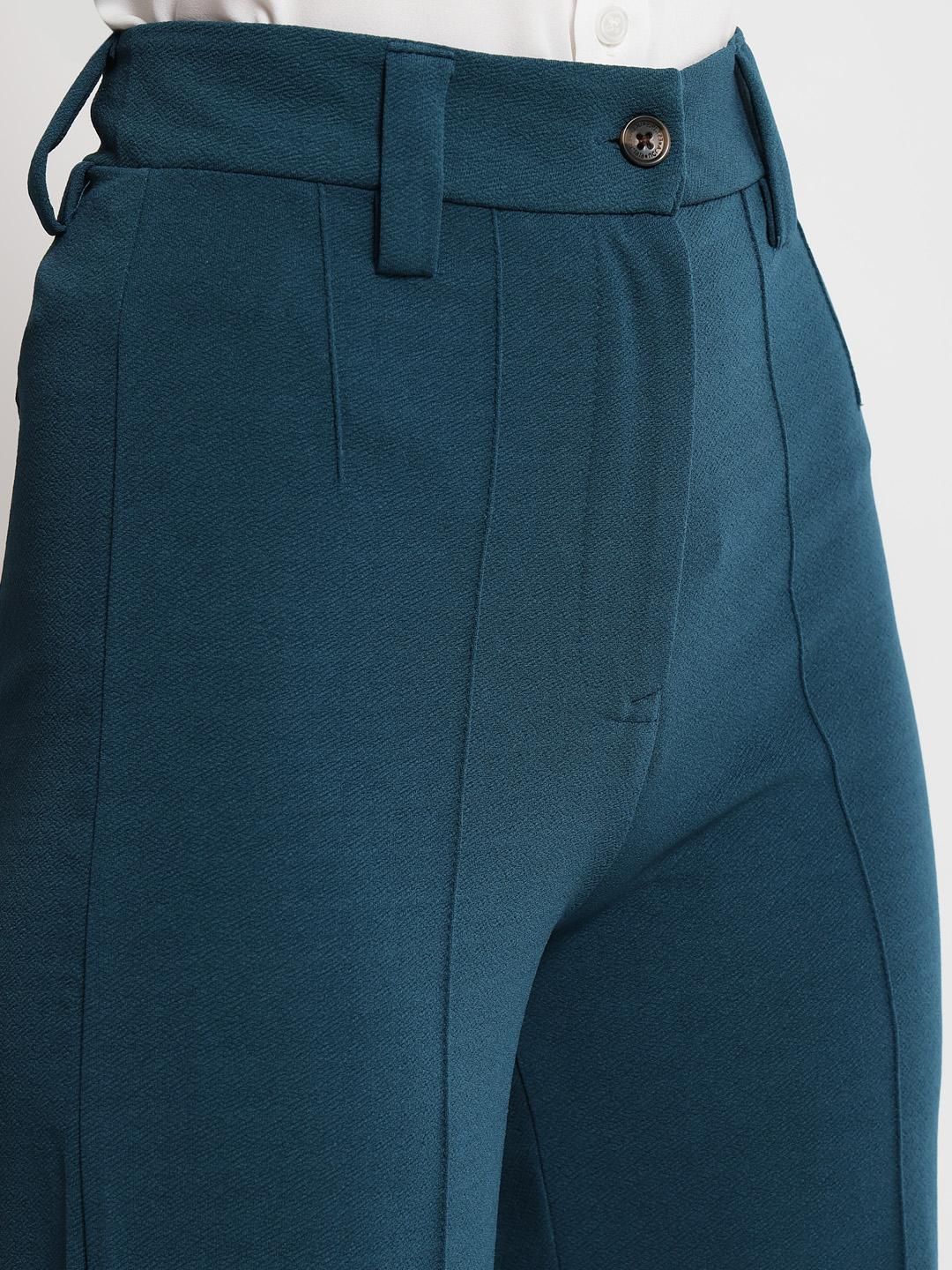 Kotty Women Colourblocked High-Rise Straight Fit Easy Wash Regular Trousers