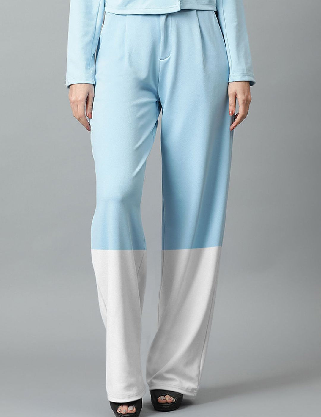 Kotty Women Colourblocked High-Rise Easy Wash Trousers