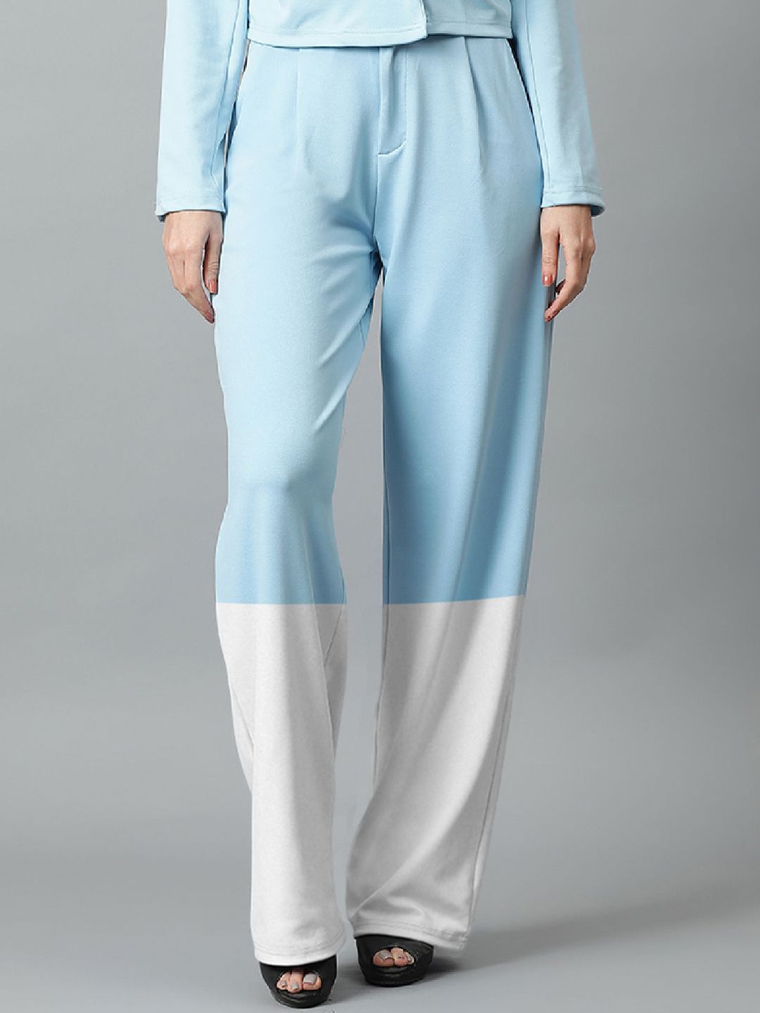 Kotty Women Colourblocked High-Rise Easy Wash Trousers