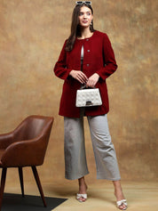 Kotty Solid Round Neck Overcoat