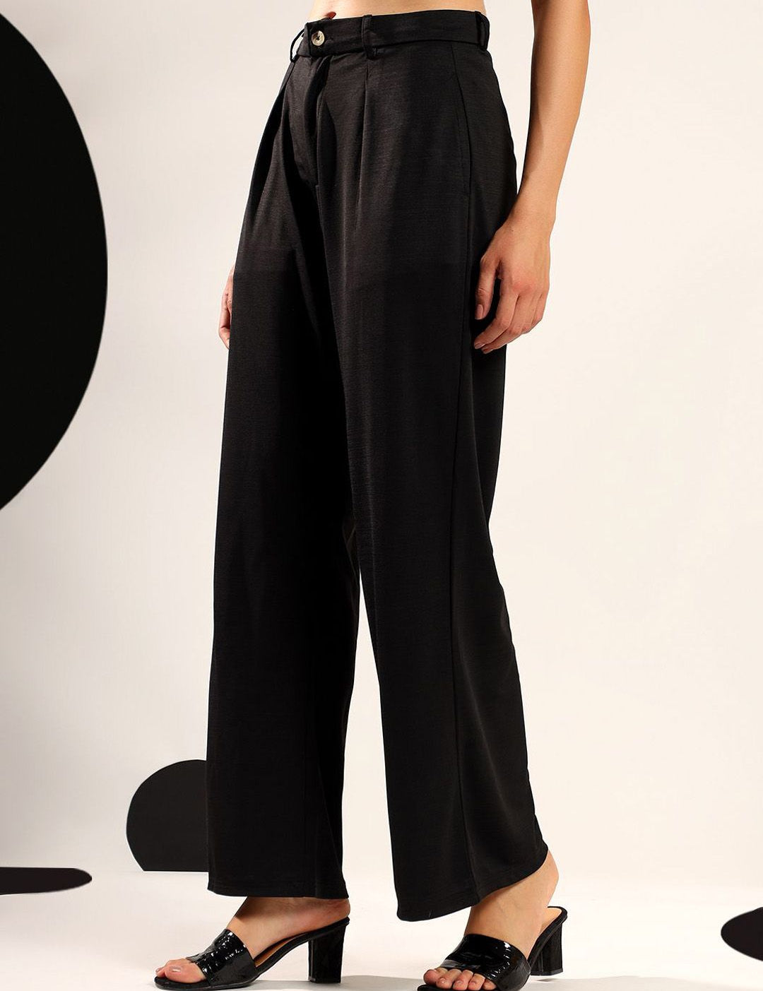 Kotty Women Relaxed High-Rise Wide-Leg Easy Wash Formal Trousers