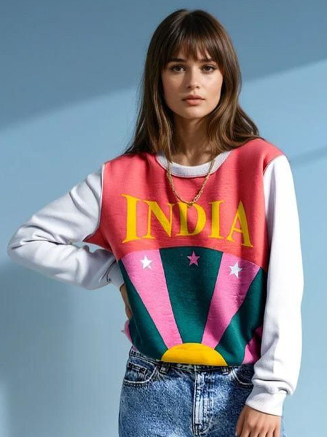 Kotty Women Graphic Printed Round Neck Therma-Fit Sweatshirt