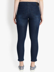 Kotty Women Blue Skinny Fit High-Rise Clean Look Cropped Jeans