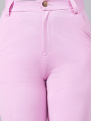 Kotty Women Purple Relaxed Straight Leg Fit High-Rise Easy Wash Trousers