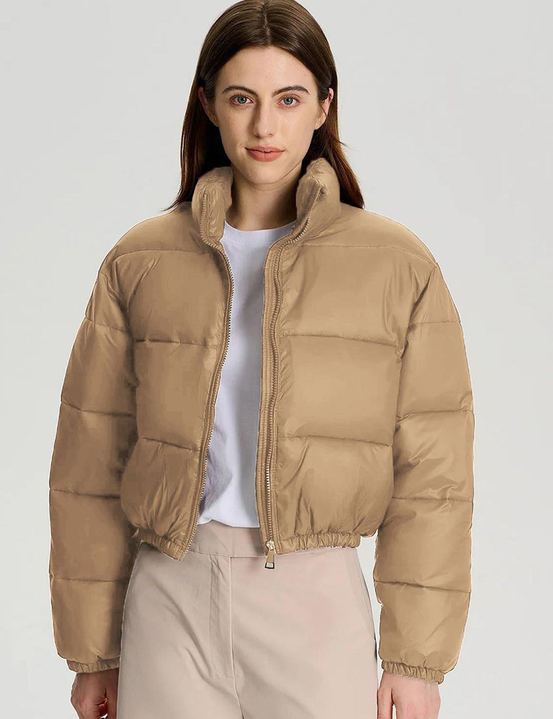 Kotty Mock Collar Crop Puffer Jacket