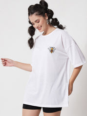 Kotty Women White Extended Sleeves Oversized T-shirt
